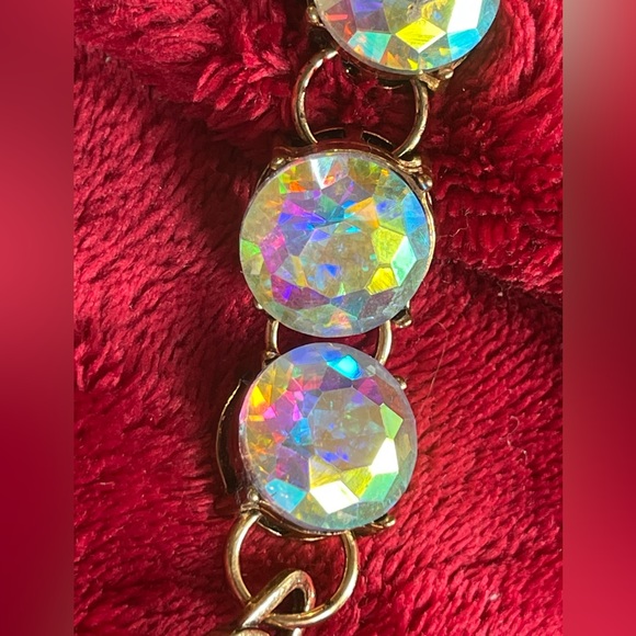 Bracelet aurora borealis crystal bling link adjustable sparkly pick color chunky - Picture 9 of 13